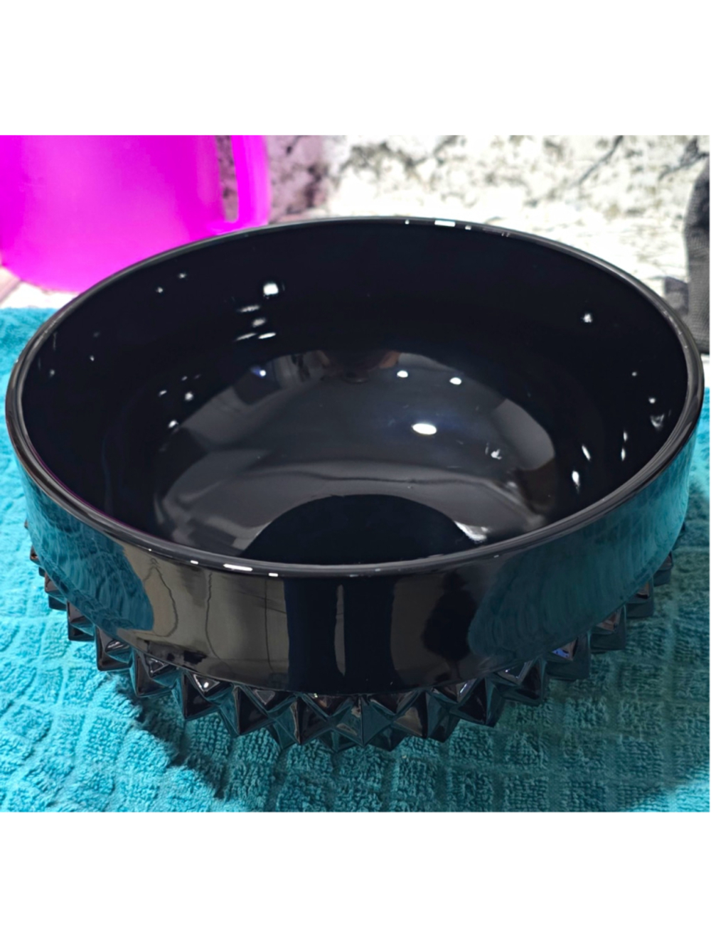 Vintage 1970's Tiara Indiana Glass Bowl "Cameo Black"